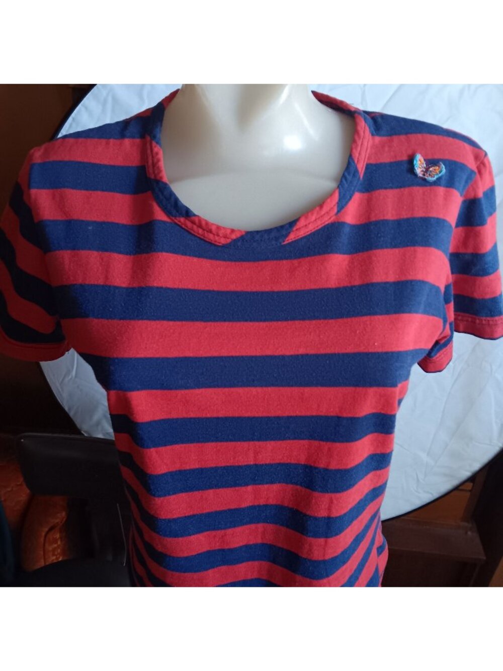 Striped Butterfly True Vintage Medium T-shirt Single Stitch 1970's Patch boho